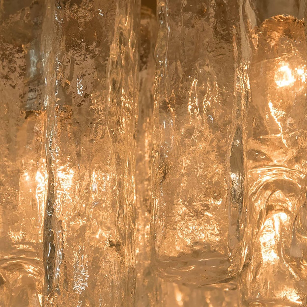 1 of the 2 Kalmar Granada Brass Glass Flush Mounts, 1970s