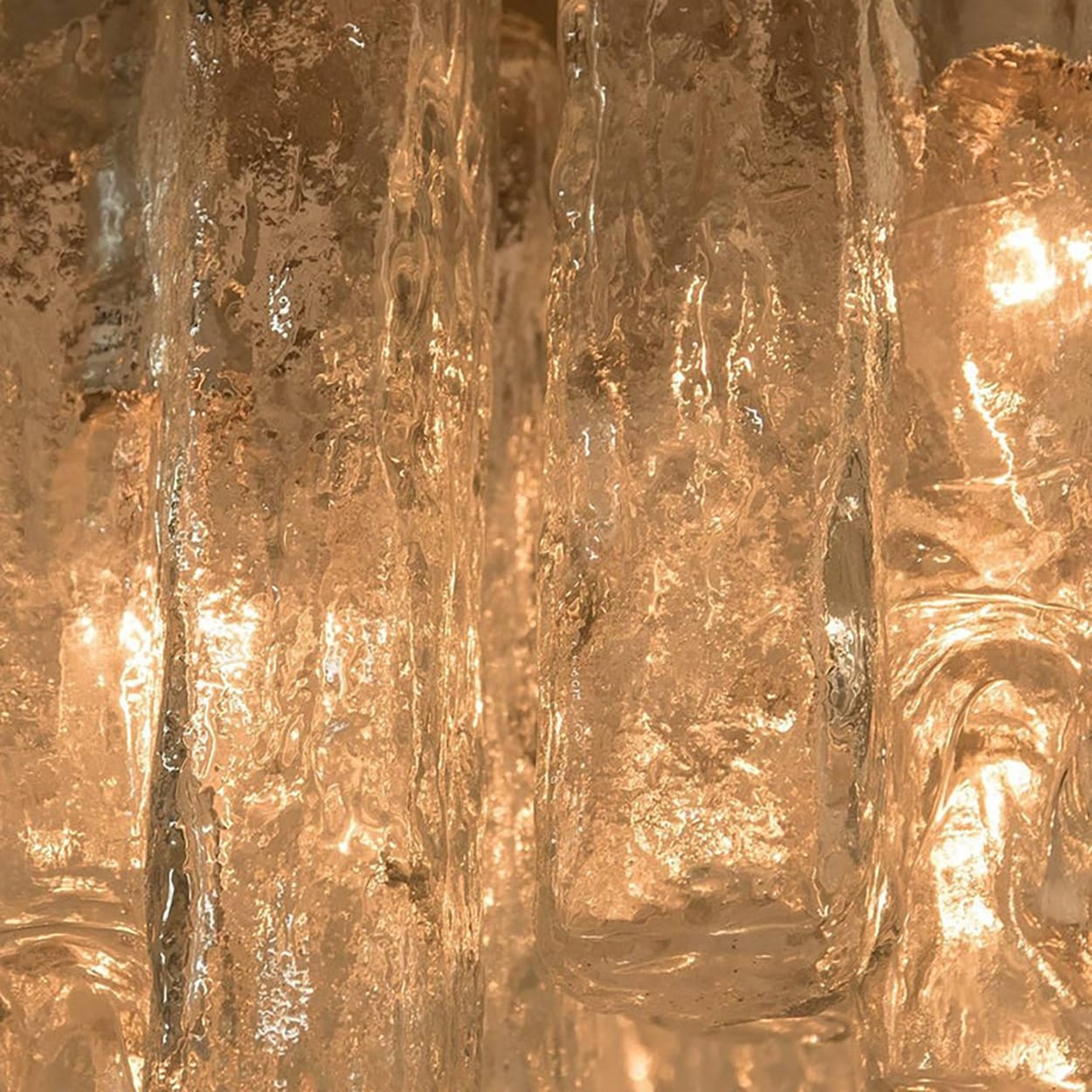 1 of the 2 Kalmar Granada Brass Glass Flush Mounts, 1970s