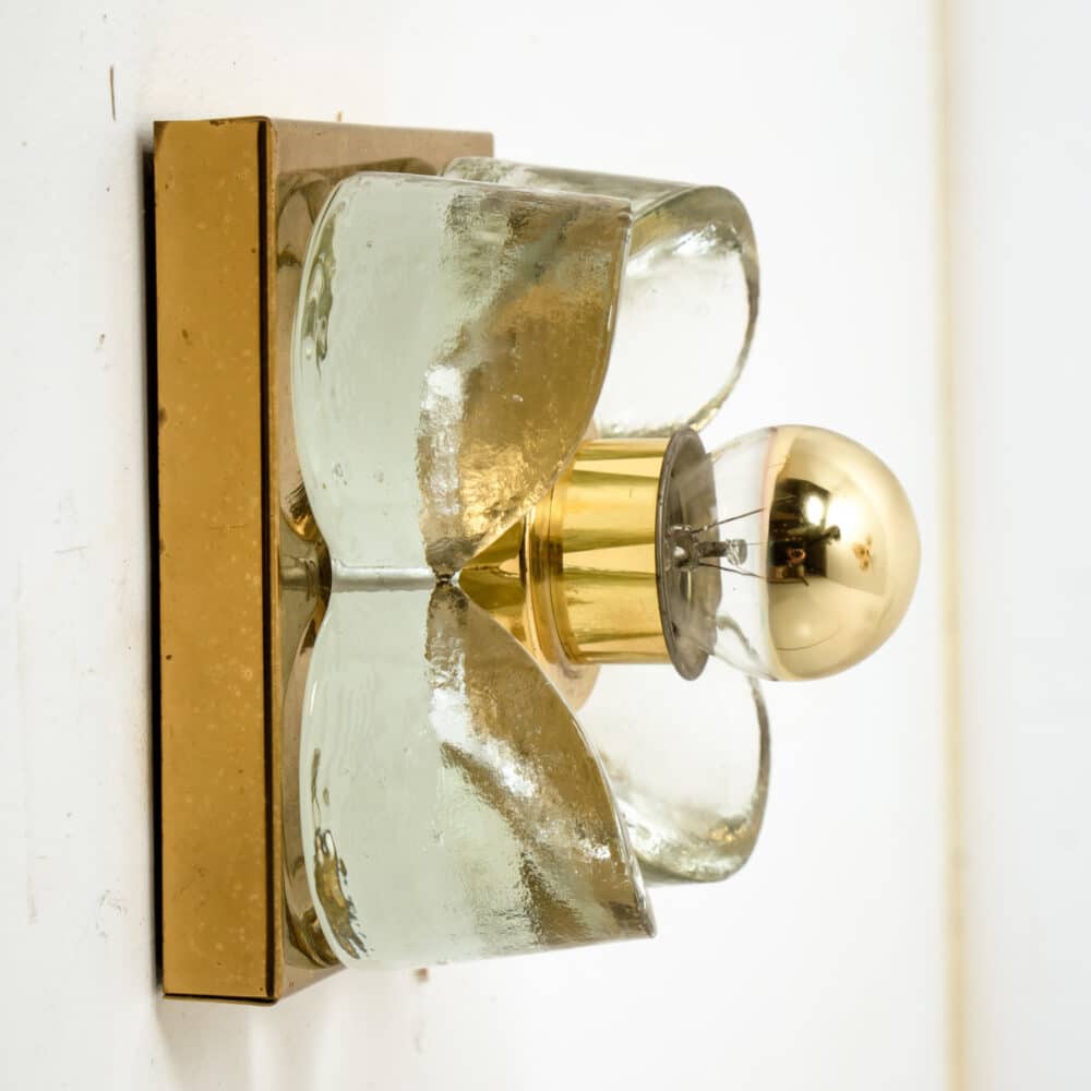 Flower Wall Lights, Brass and Glass by Sische, 1970s, Germany
