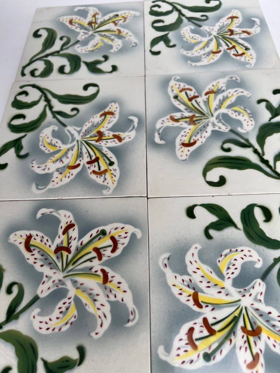 1 of the 25 Antique Ceramic Tiles by Faiencerie de Bouffioulx, Belgium 1920s