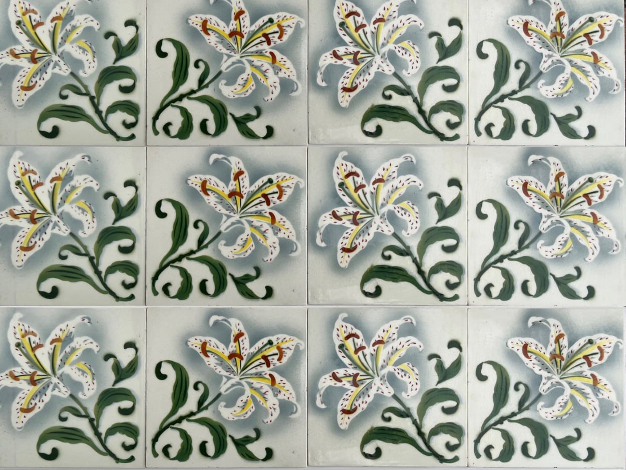 1 of the 25 Antique Ceramic Tiles by Faiencerie de Bouffioulx, Belgium 1920s