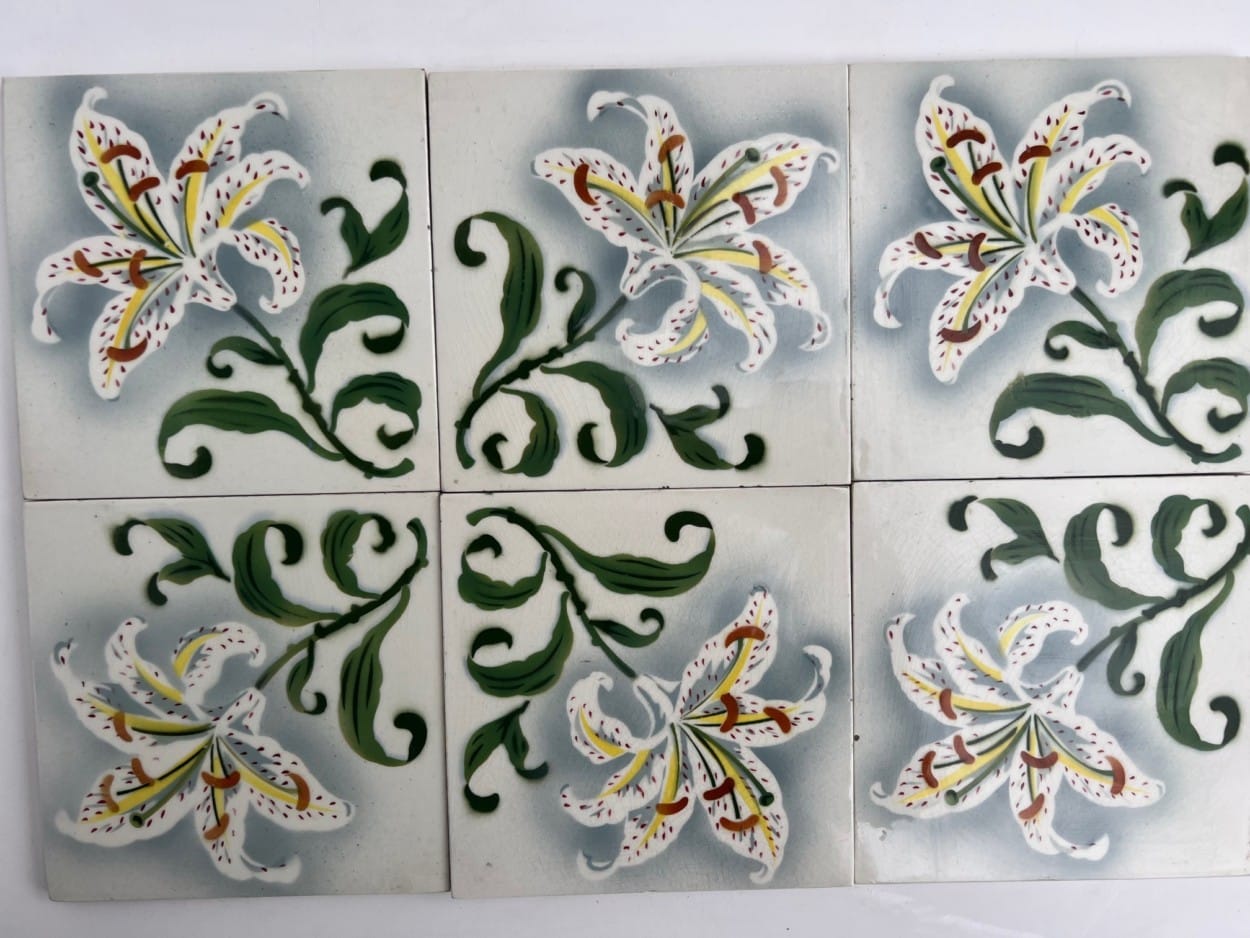 1 of the 25 Antique Ceramic Tiles by Faiencerie de Bouffioulx, Belgium 1920s