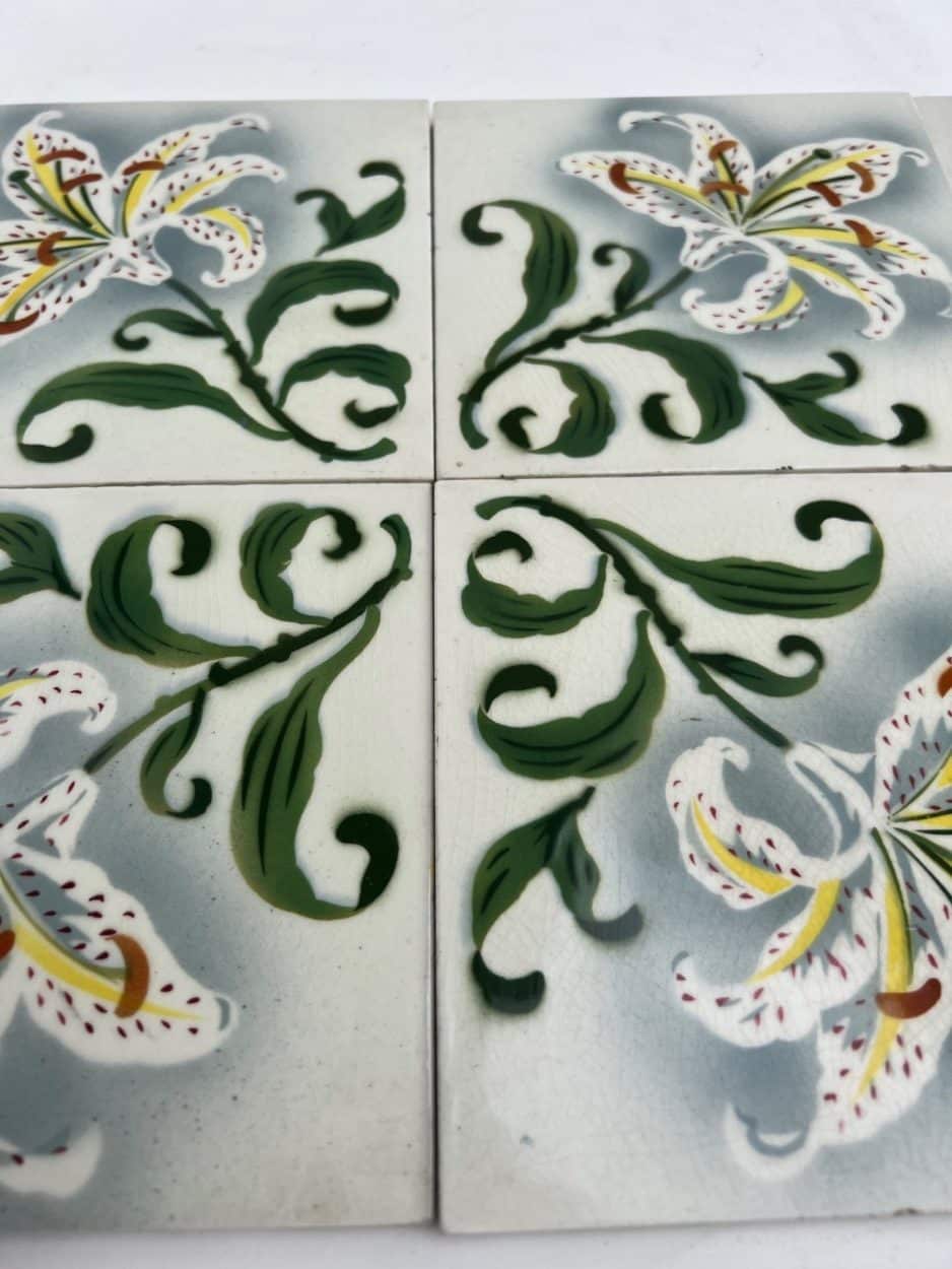 1 of the 25 Antique Ceramic Tiles by Faiencerie de Bouffioulx, Belgium 1920s