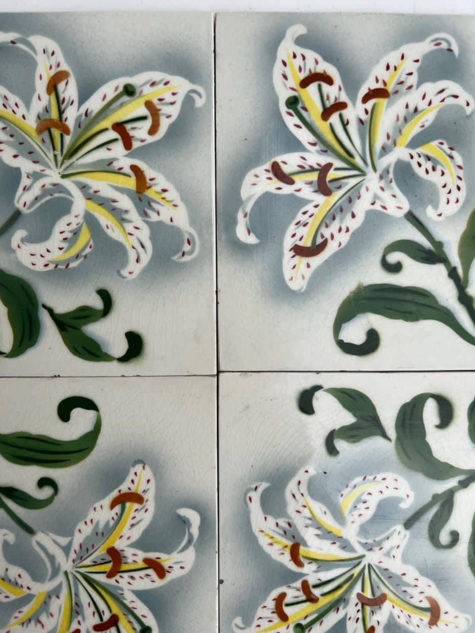 1 of the 25 Antique Ceramic Tiles by Faiencerie de Bouffioulx, Belgium 1920s