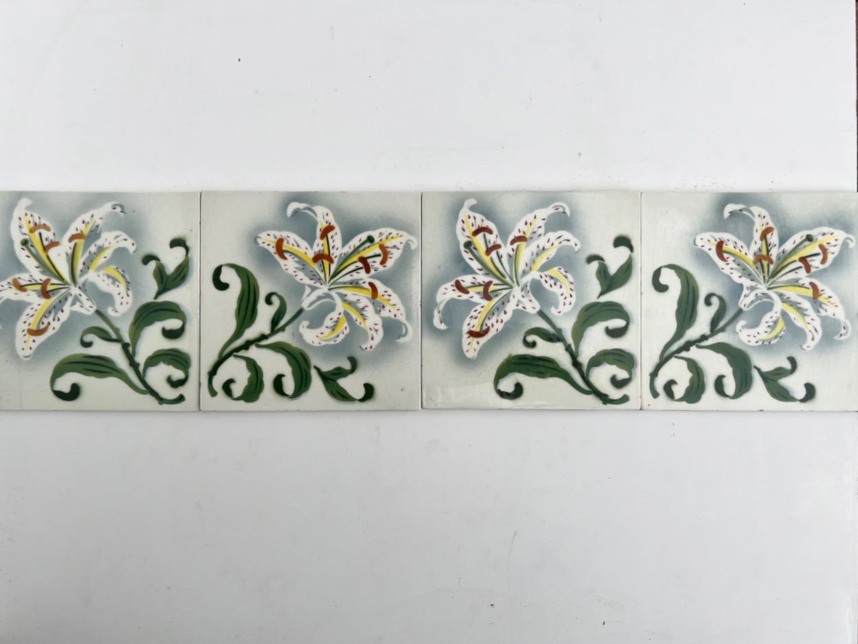 1 of the 25 Antique Ceramic Tiles by Faiencerie de Bouffioulx, Belgium 1920s