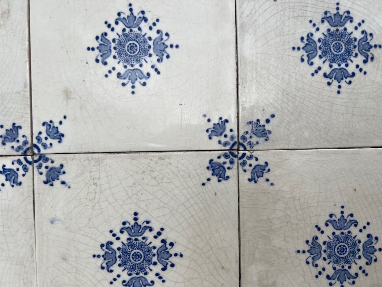 White and Blue Art Deco Glazed Tiles by Le Glaive, Belgium