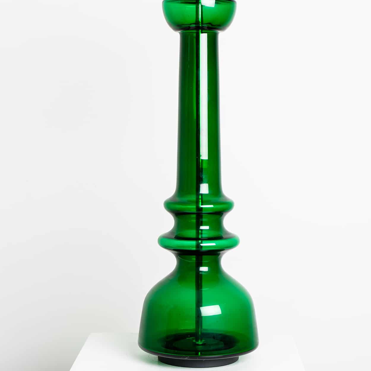 Green Glass Table Lamp With Handmade Shade by Doria Leuchten Germany