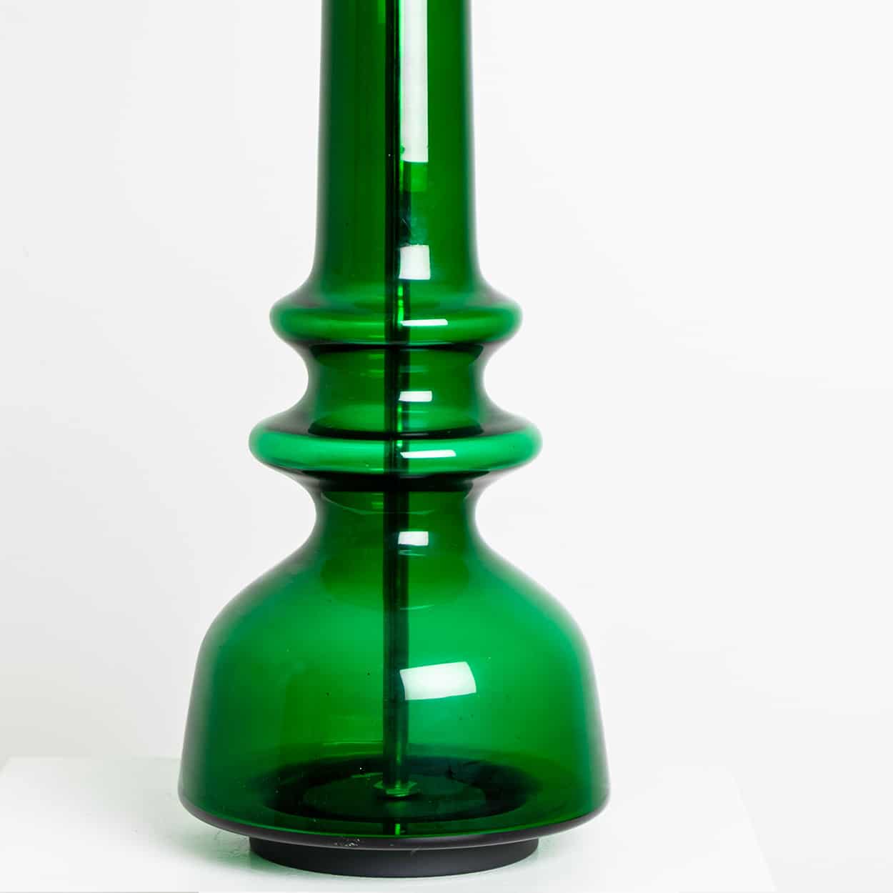 Green Glass Table Lamp With Handmade Shade by Doria Leuchten Germany