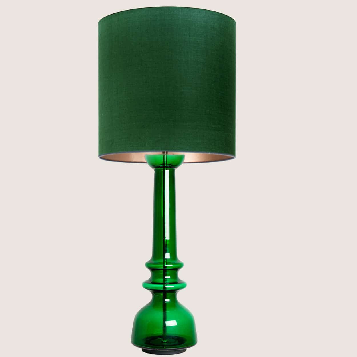 Green Glass Table Lamp With Handmade Shade by Doria Leuchten Germany