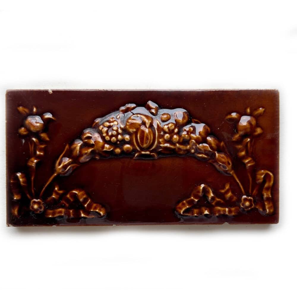 1 of 65 Art Nouveau Relief Border Tiles, Morialmé, circa 1930s
