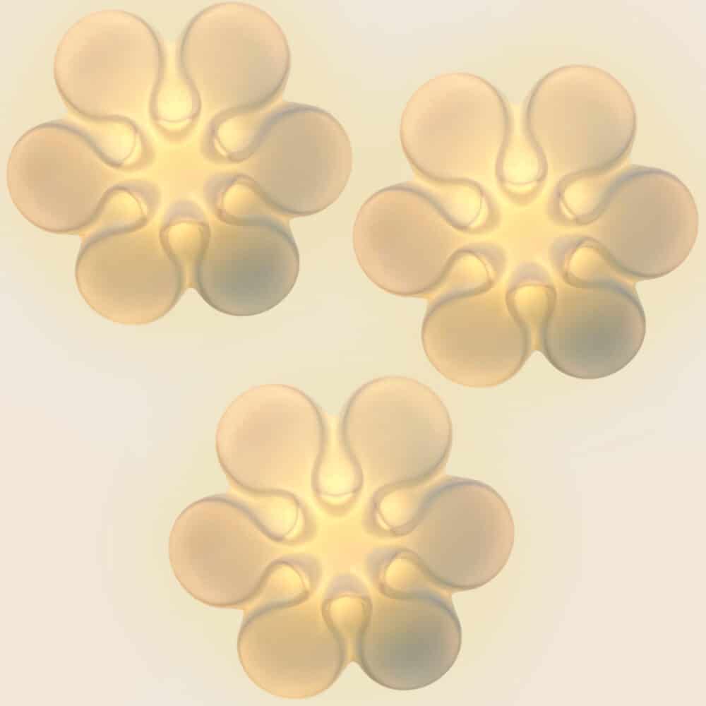 Daisy White Ceramic Glass Wall Lights, Belga, circa 1920s
