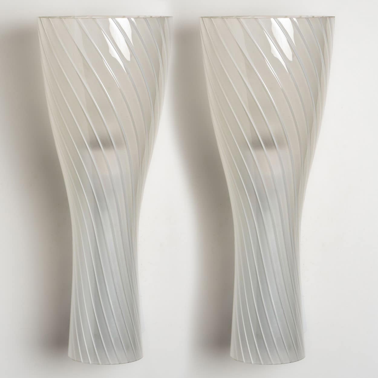 1 of 6 Striped Clear White Glass Wall Lights by Gangkofner for Peill, Germany