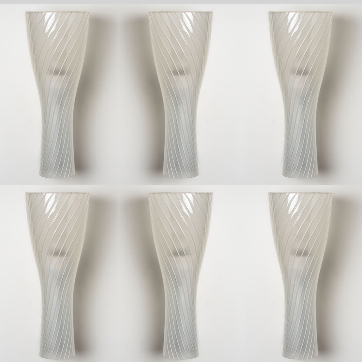 1 of 6 Striped Clear White Glass Wall Lights by Gangkofner for Peill, Germany