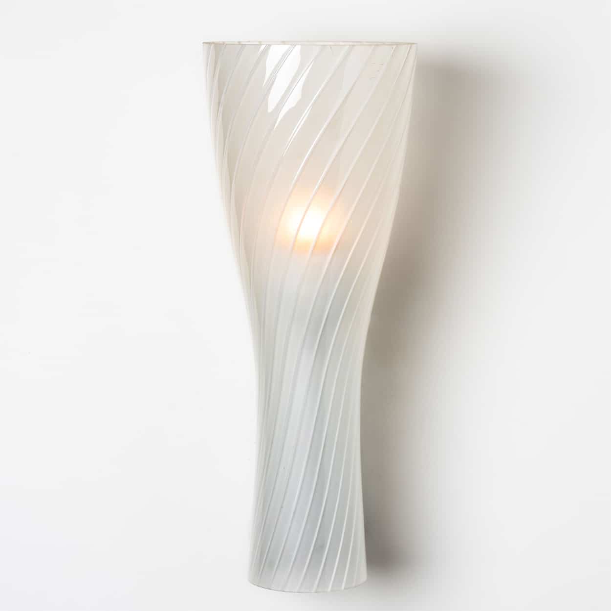 1 of 6 Striped Clear White Glass Wall Lights by Gangkofner for Peill, Germany