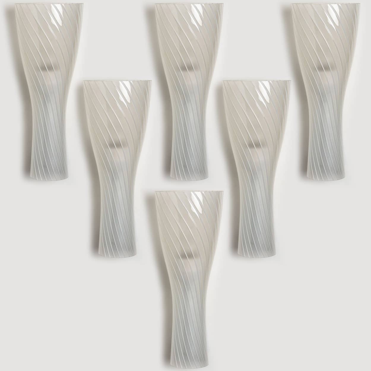 1 of 6 Striped Clear White Glass Wall Lights by Gangkofner for Peill, Germany