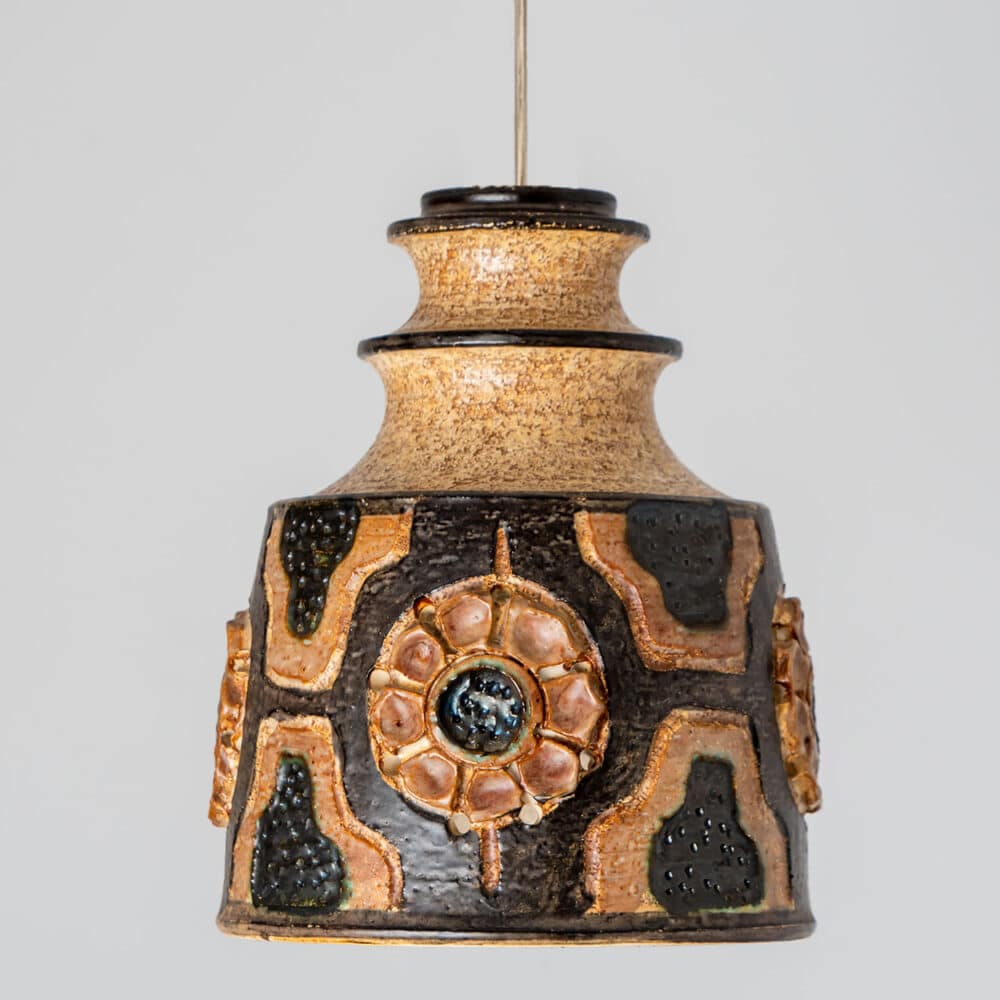 Axella Ceramic Brown Ceramic Pendant Light, Denmark, 1970
