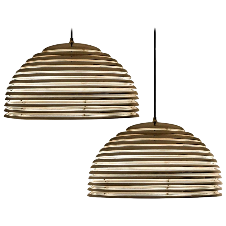 Pair of Large Saturno Hanging Lamps by Kazuo Motozawa, 1972