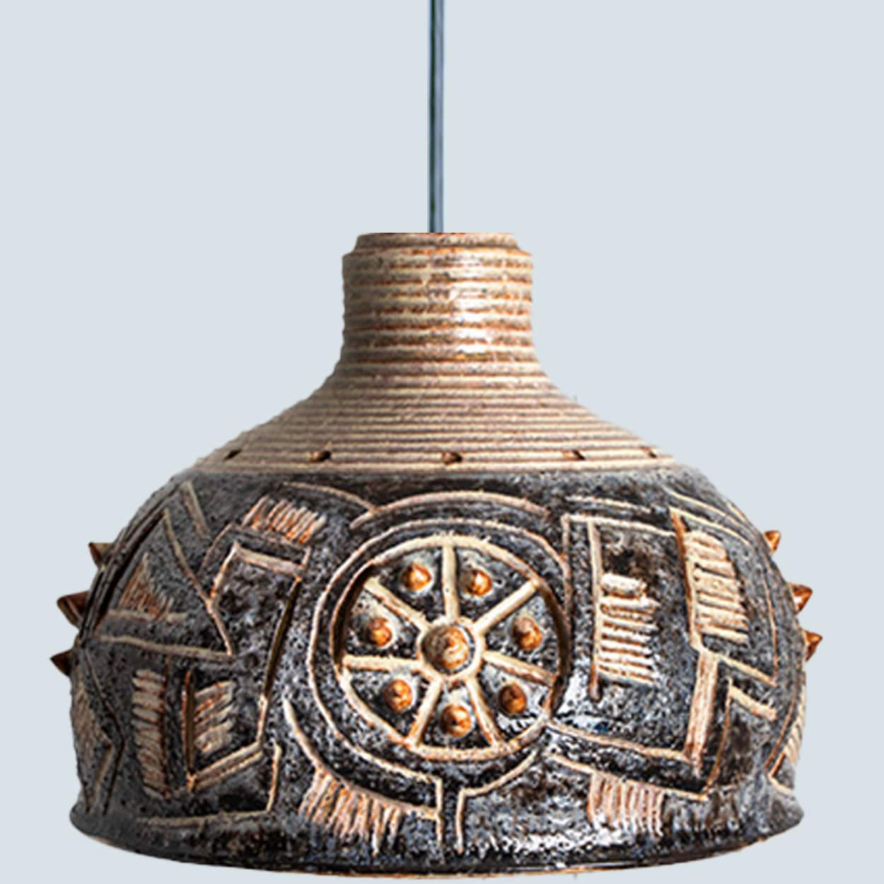 Several Blue Ceramic Pendant Lights, Denmark, 1970