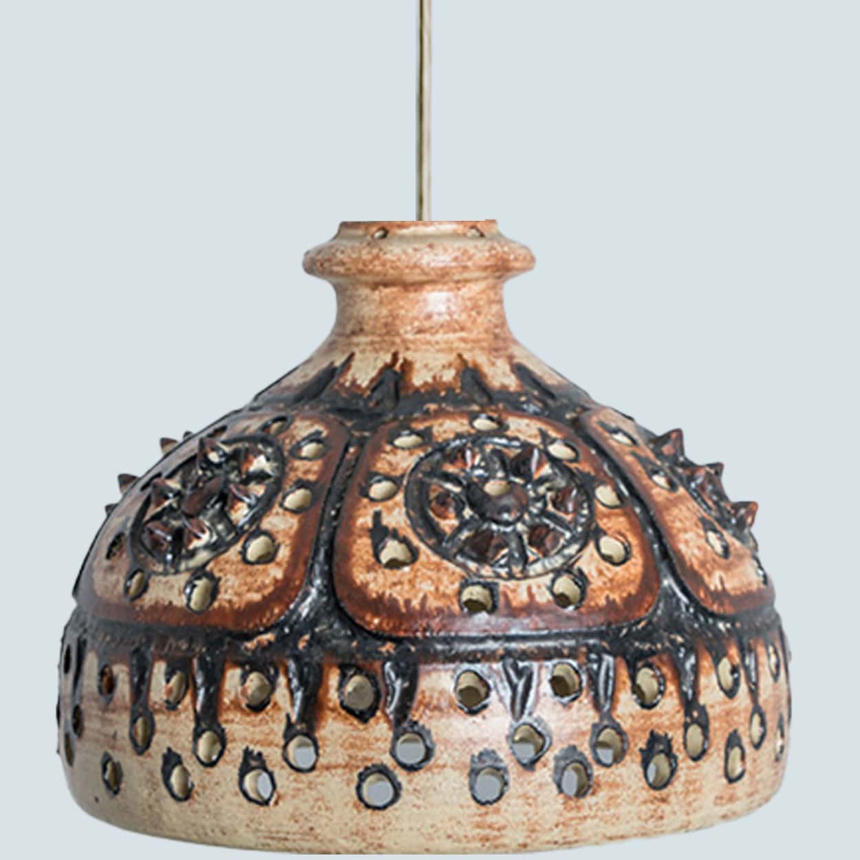 Several Blue Ceramic Pendant Lights, Denmark, 1970