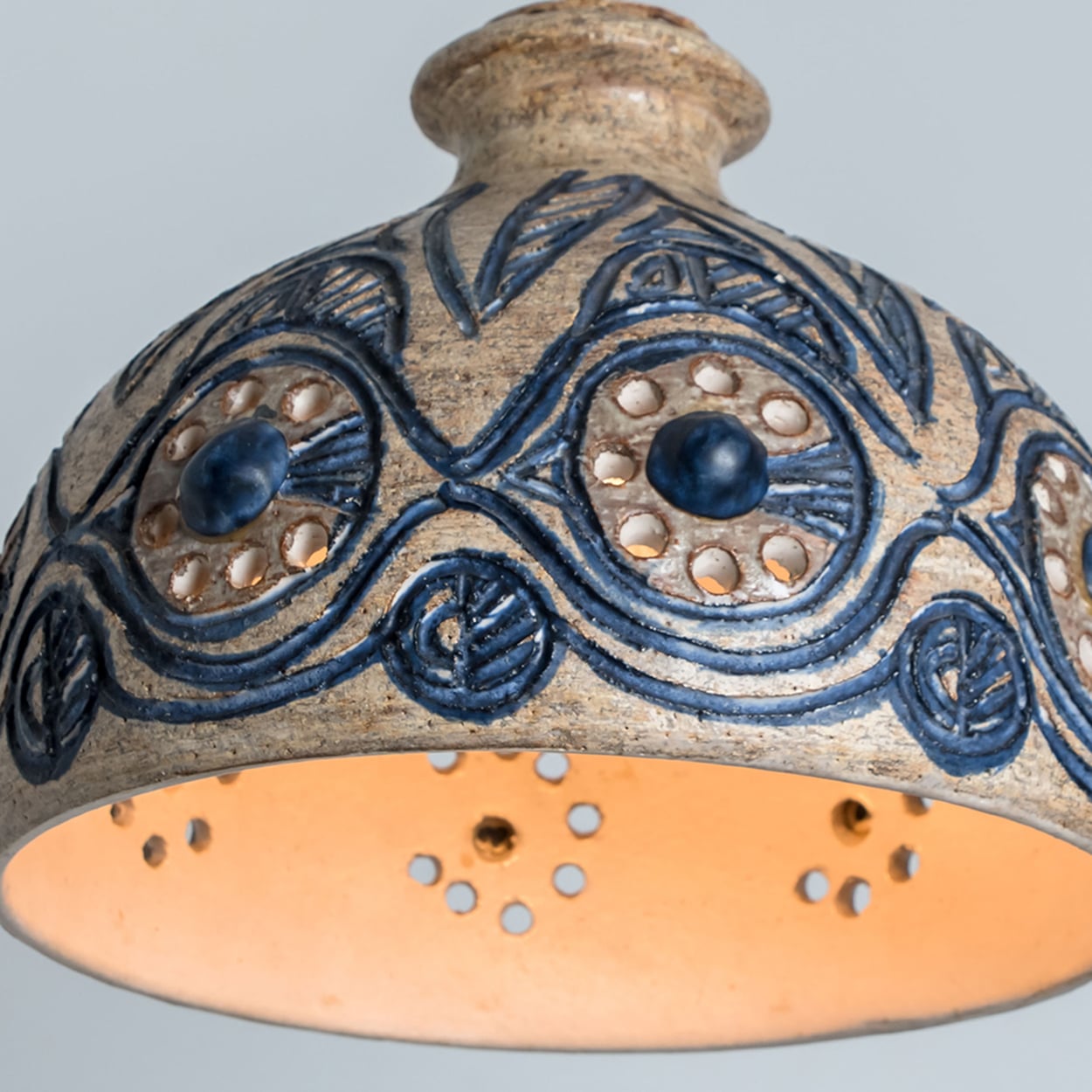 Several Blue Ceramic Pendant Lights, Denmark, 1970