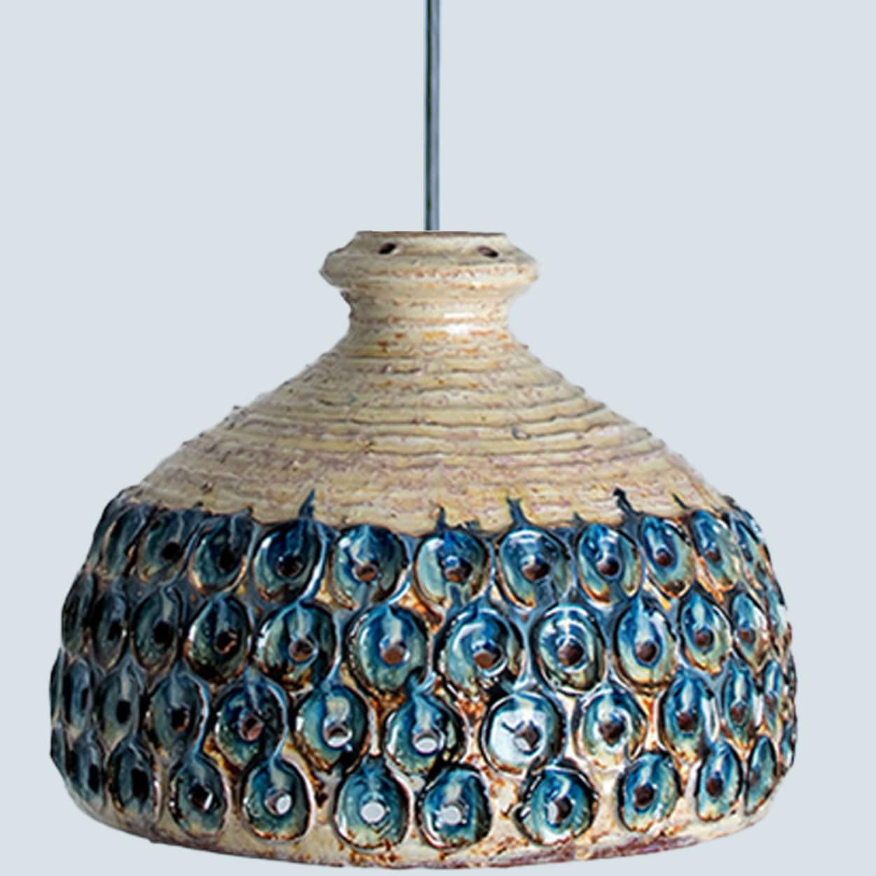 Several Blue Ceramic Pendant Lights, Denmark, 1970