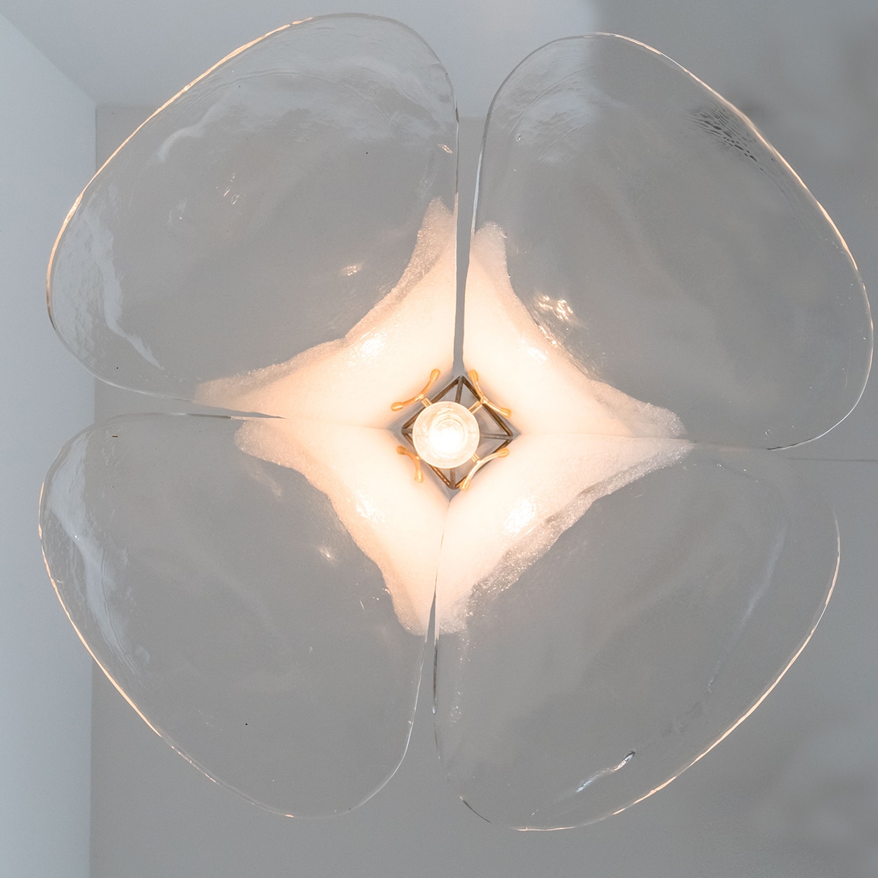 1 of the 2 White Flower Pendant Light by Carlo Nason, 1960