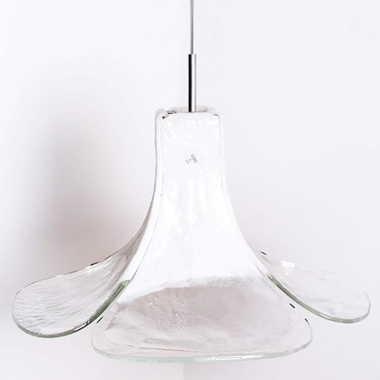 1 of the 2 White Flower Pendant Light by Carlo Nason, 1960