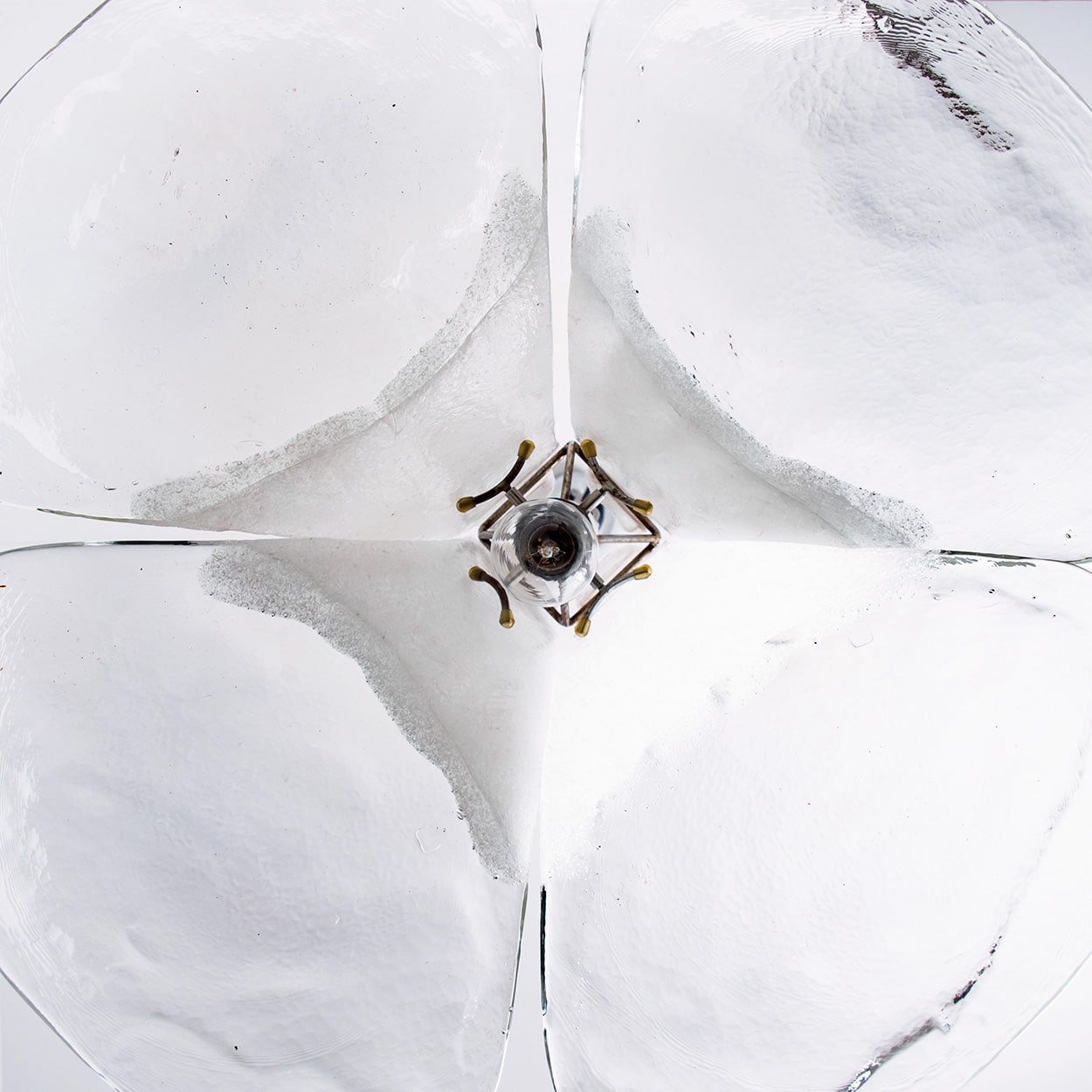 1 of the 2 White Flower Pendant Light by Carlo Nason, 1960