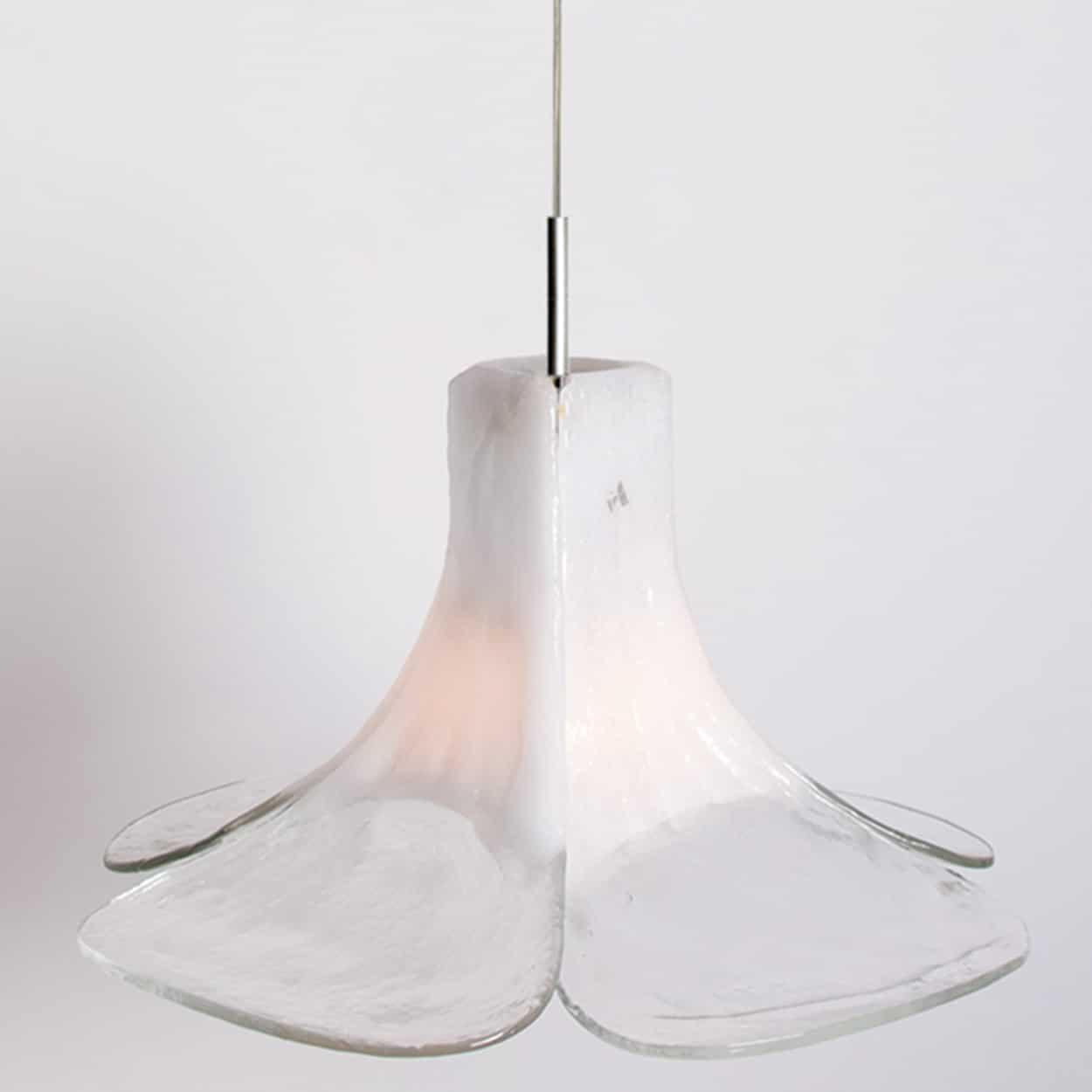 1 of the 2 White Flower Pendant Light by Carlo Nason, 1960