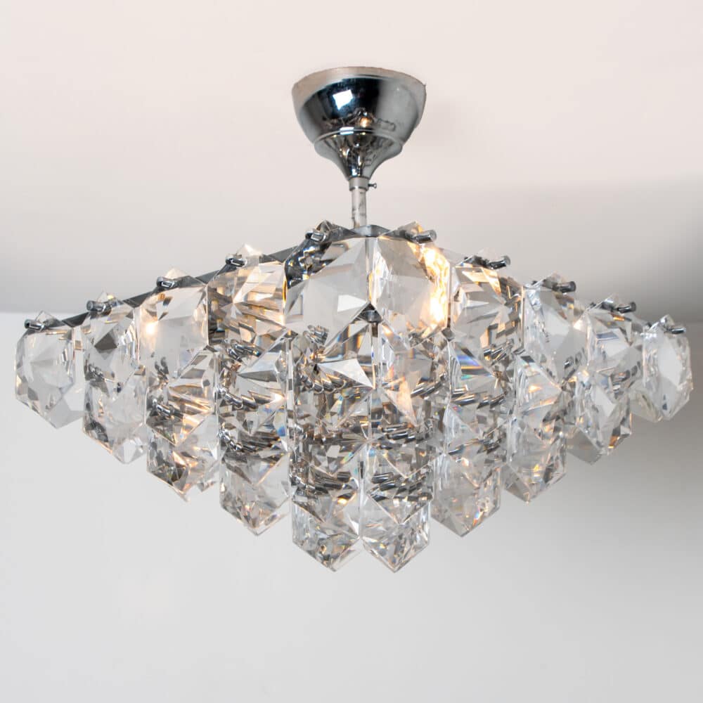 Hex Chrome Crystal Kinkeldey Pendant Light, 1970