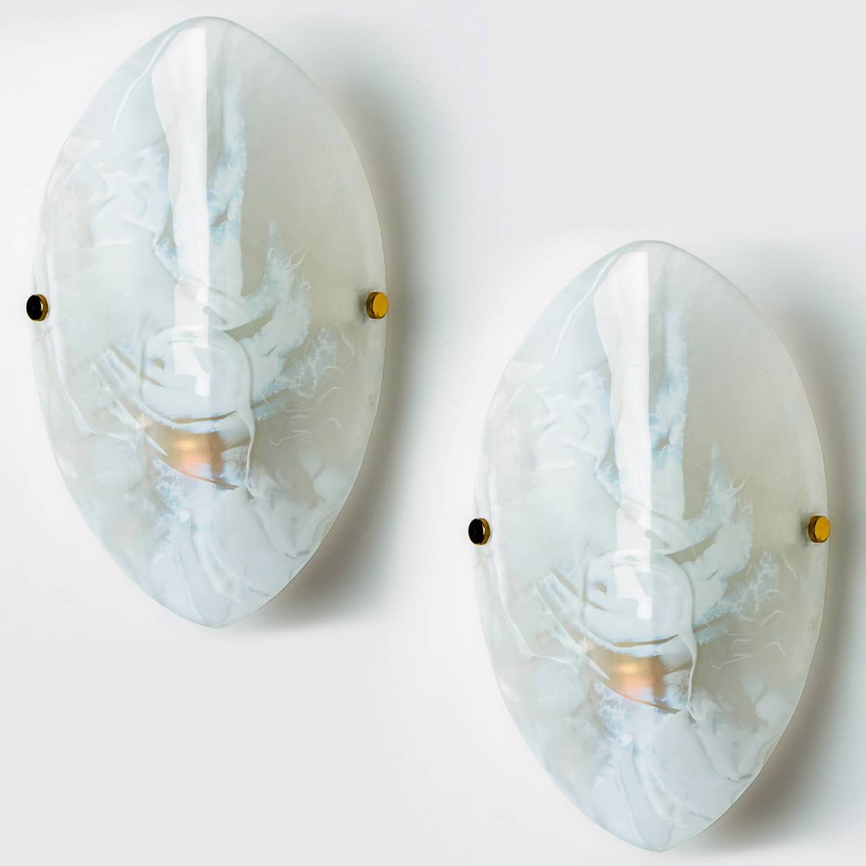 Oval Marbled Glass Wall Light by Hillebrand, Germany, 1960s