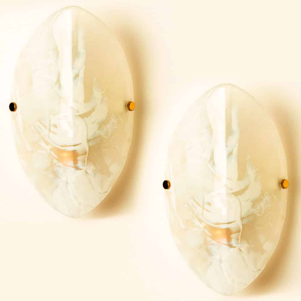 Oval Marbled Glass Wall Light by Hillebrand, Germany, 1960s