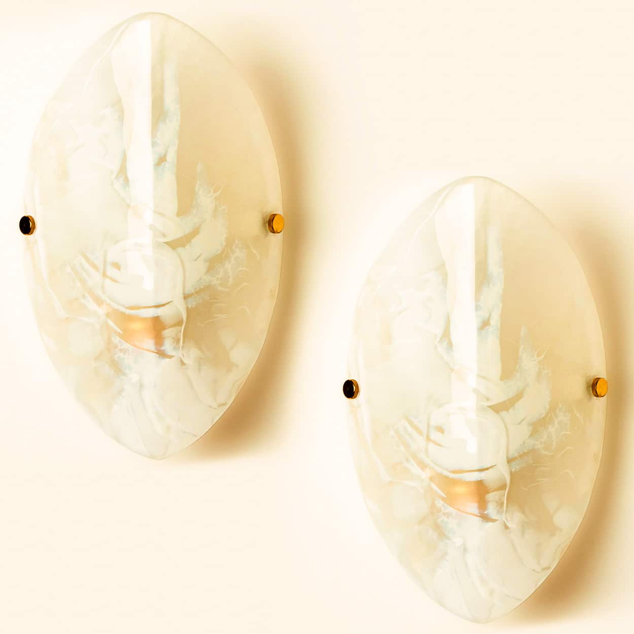 Oval Marbled Glass Wall Light by Hillebrand, Germany, 1960s