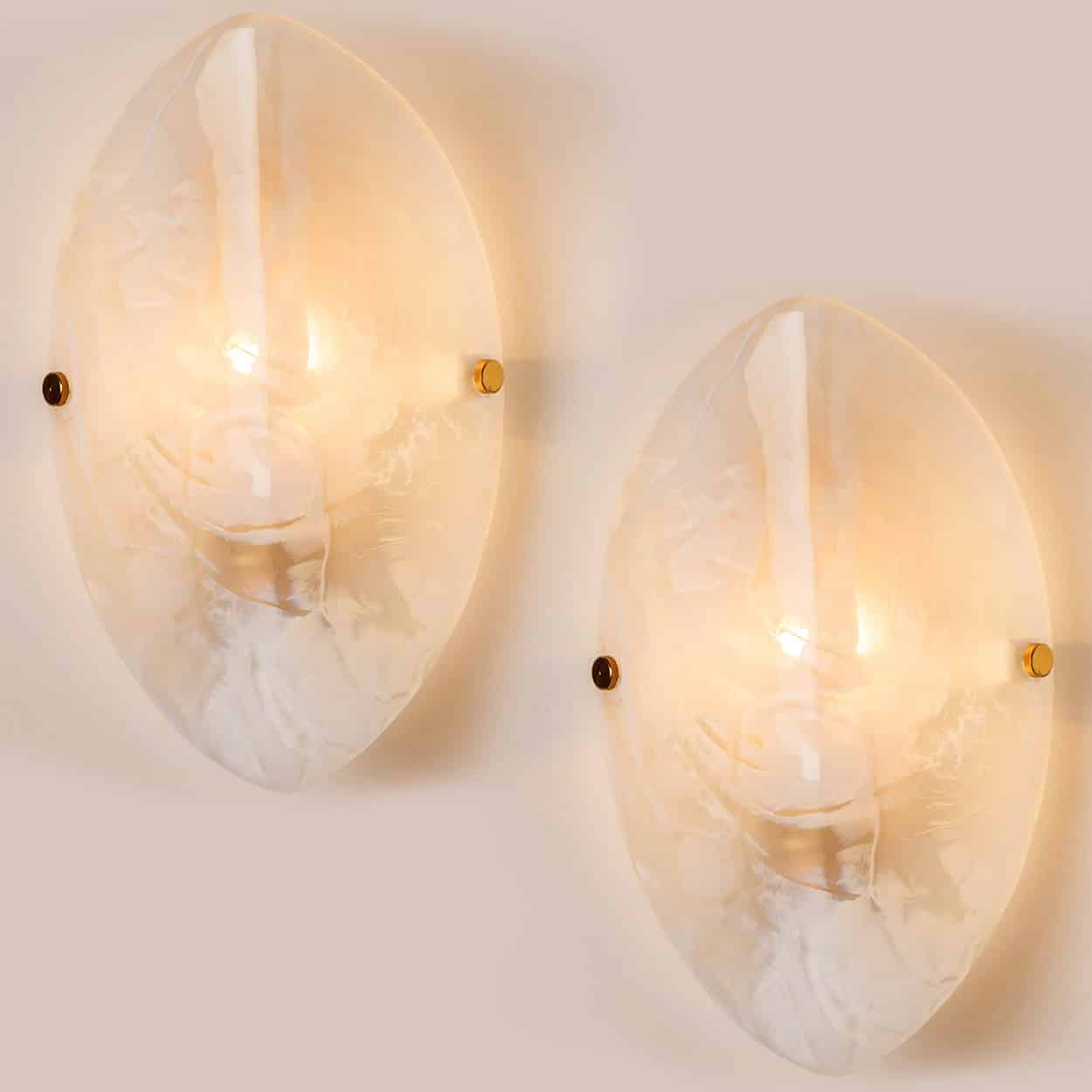 Oval Marbled Glass Wall Light by Hillebrand, Germany, 1960s