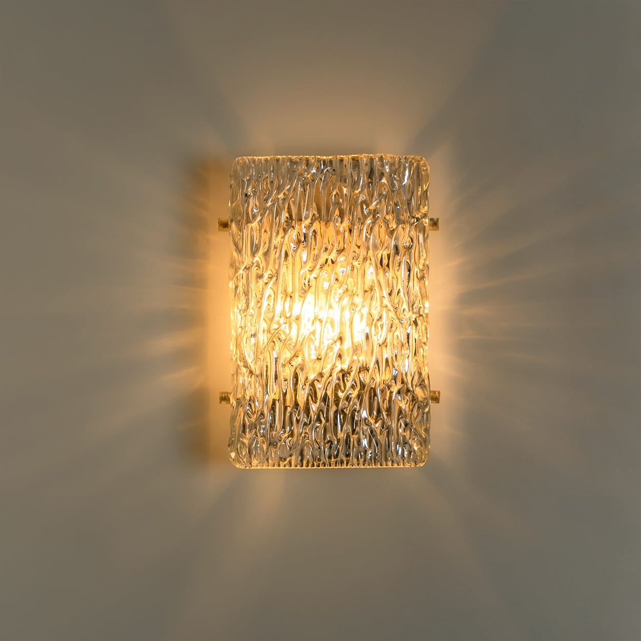 1 of 4 Textured Wave Glass Wall Lights by Kalmar Leuchten, 1970s