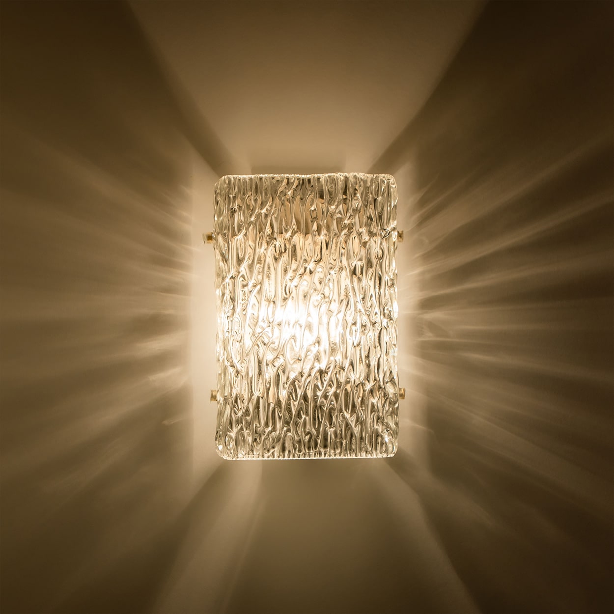 1 of 4 Textured Wave Glass Wall Lights by Kalmar Leuchten, 1970s