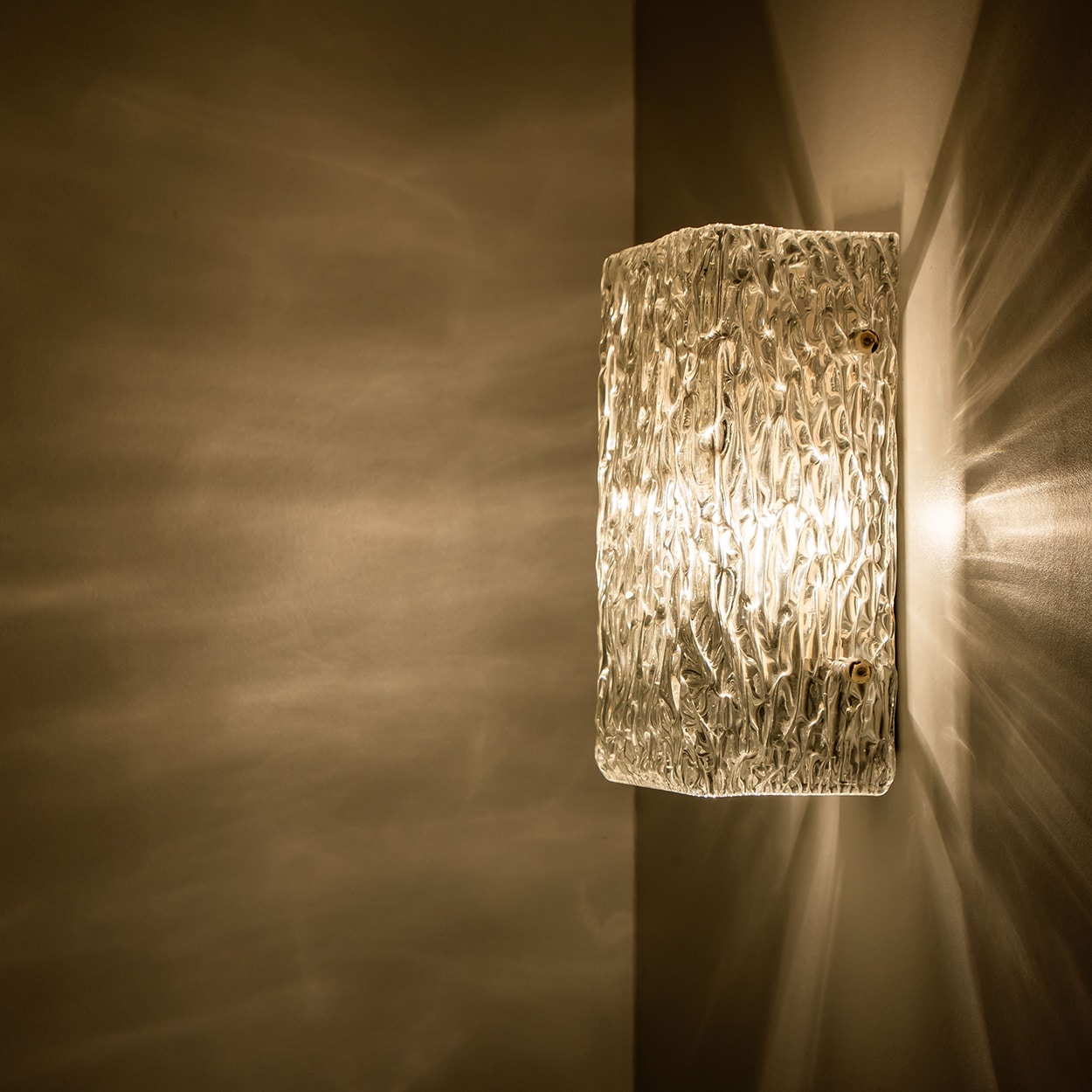 1 of 4 Textured Wave Glass Wall Lights by Kalmar Leuchten, 1970s