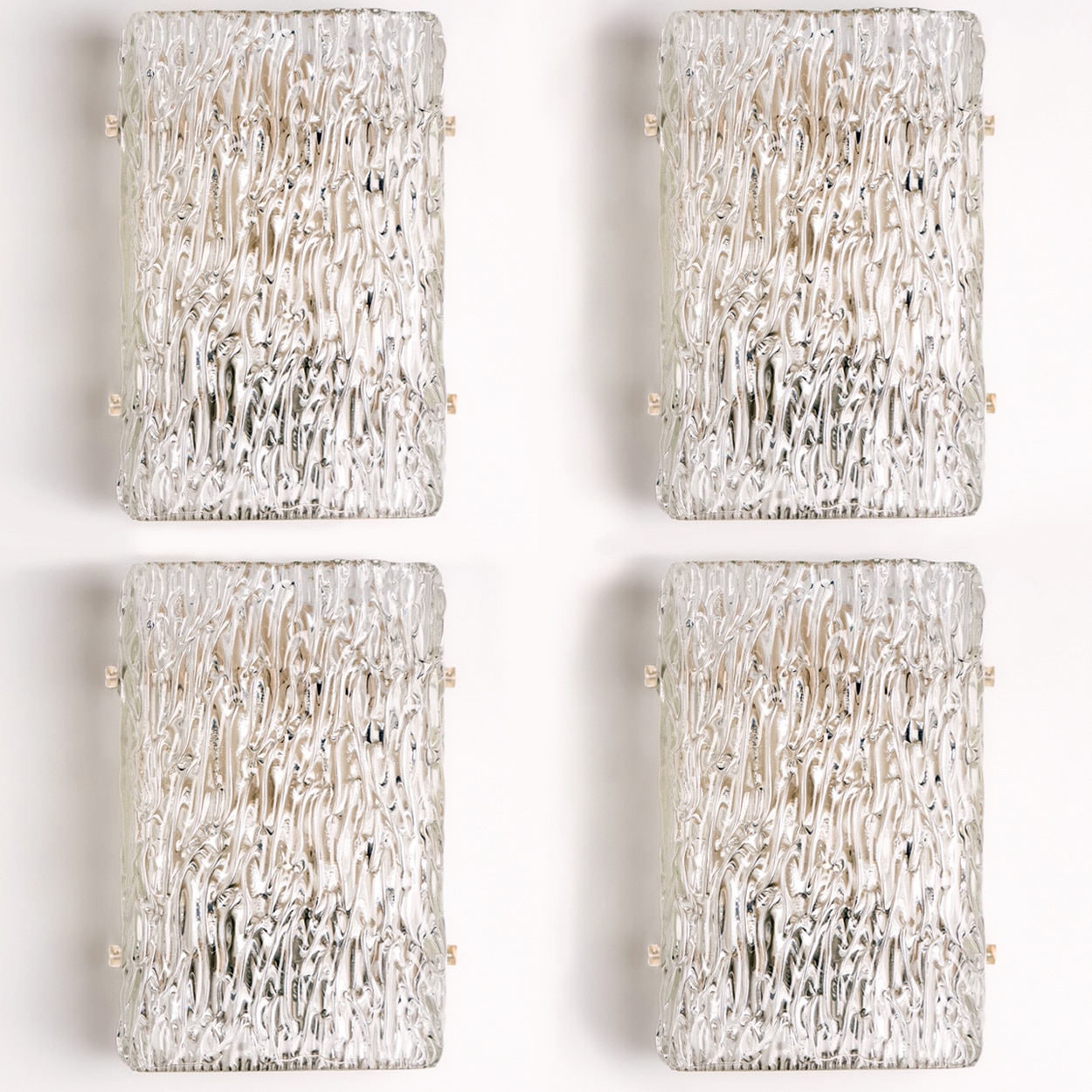 1 of 4 Textured Wave Glass Wall Lights by Kalmar Leuchten, 1970s
