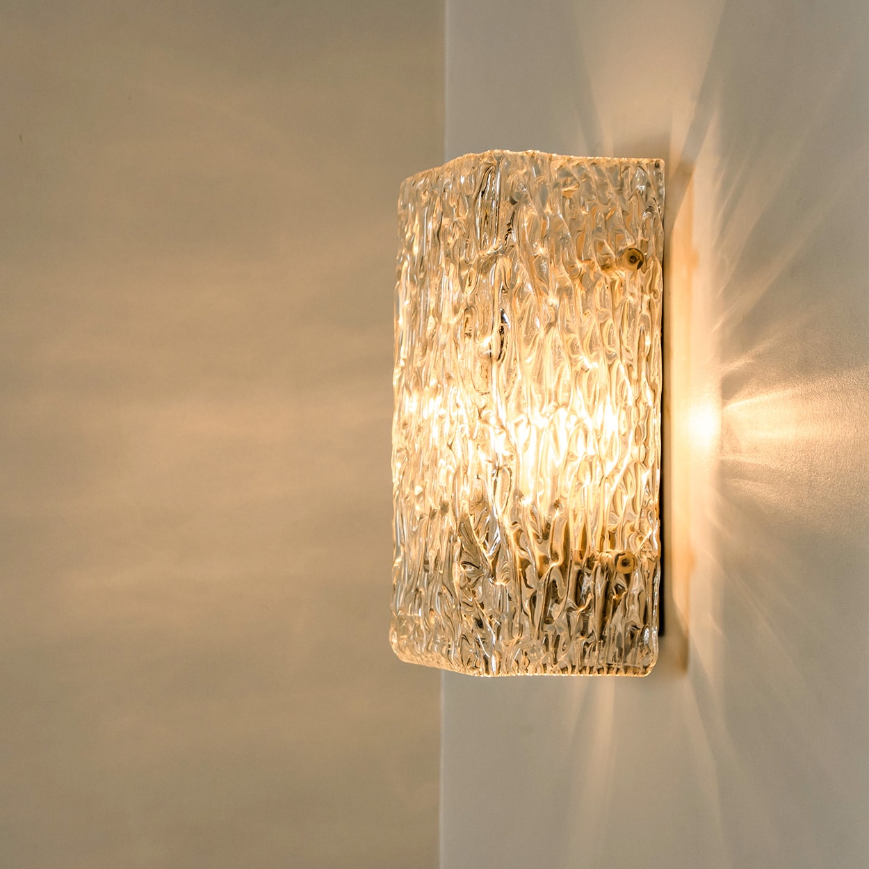 1 of 4 Textured Wave Glass Wall Lights by Kalmar Leuchten, 1970s
