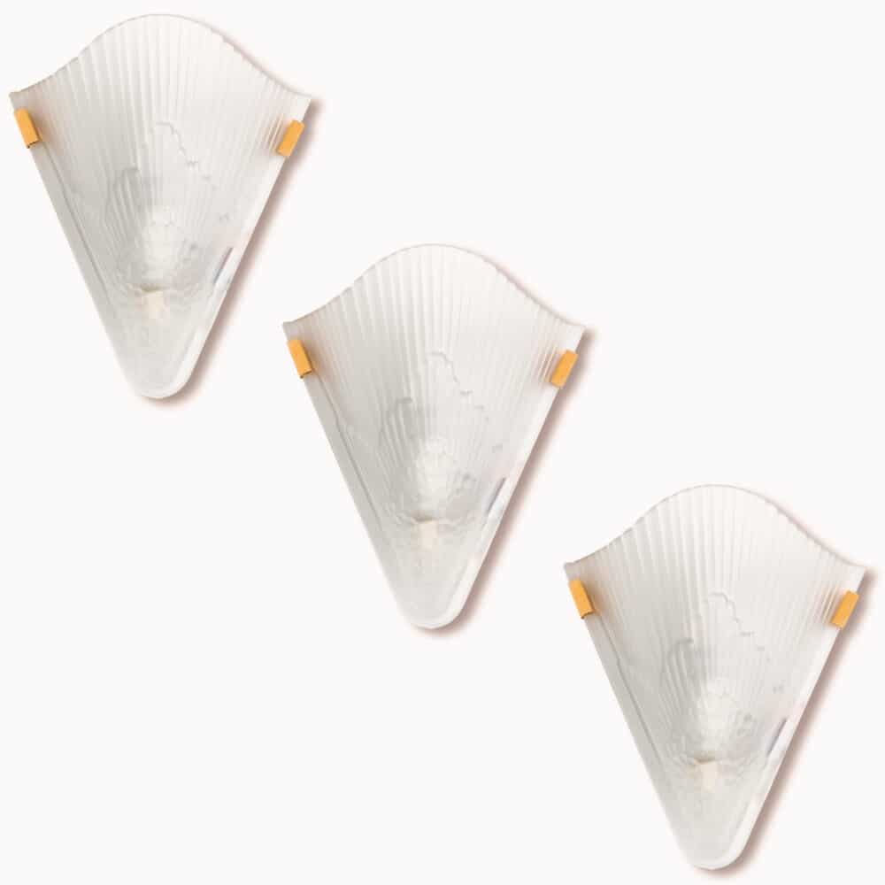 1 of the 14 Art Deco Style Frosted Glass Glass Wall Lights, 1960