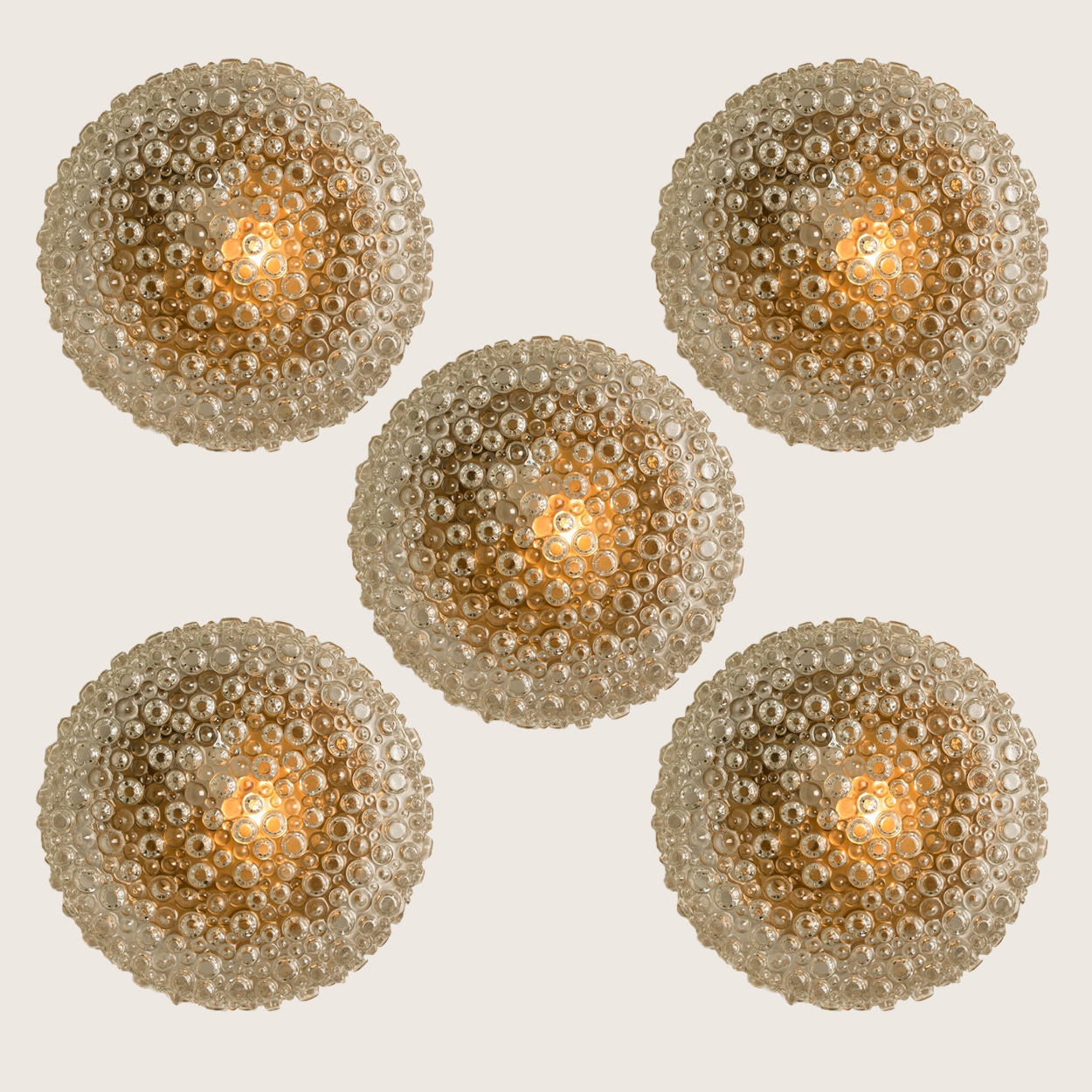 Round Bubble Textured Glass Flush Mount, VEB
