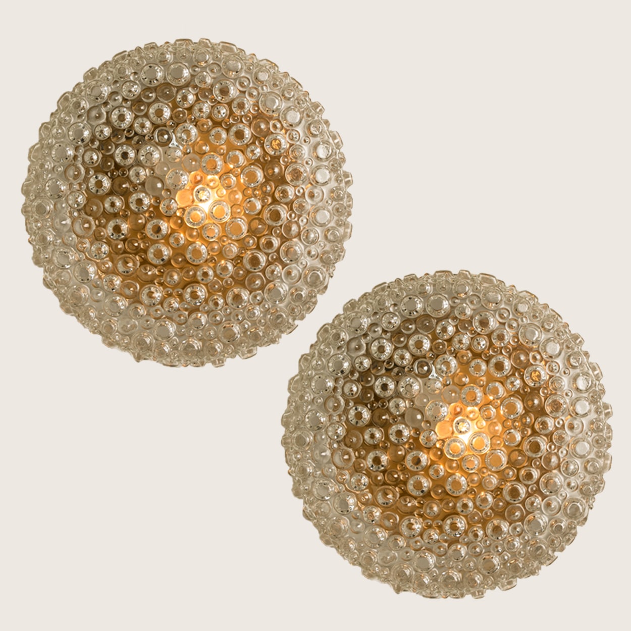 Round Bubble Textured Glass Flush Mount, VEB