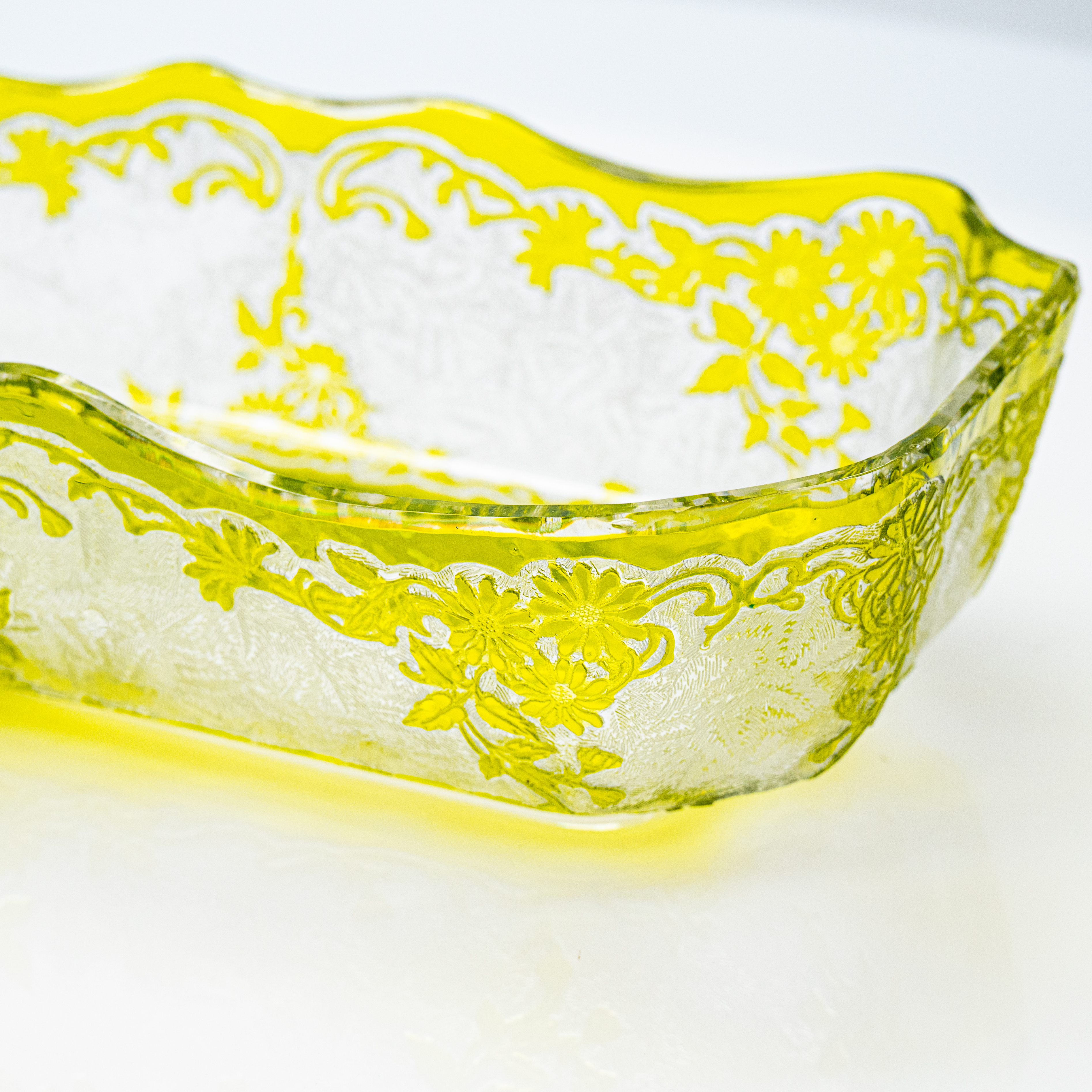 Baccarat Egelantier Pattern Limon Yellow Acid Etched Bowl, 1900, France