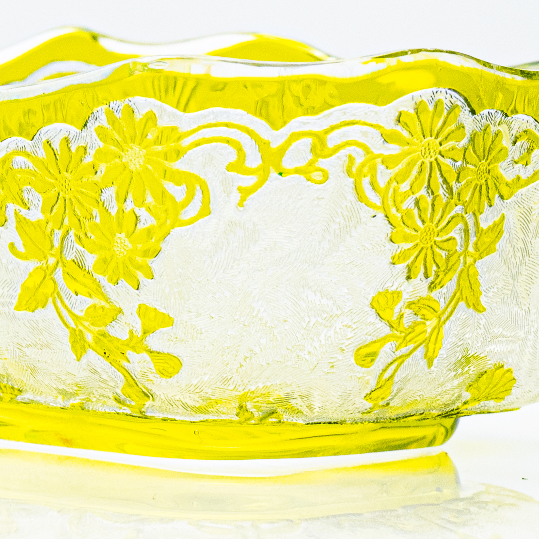 Baccarat Egelantier Pattern Limon Yellow Acid Etched Bowl, 1900, France