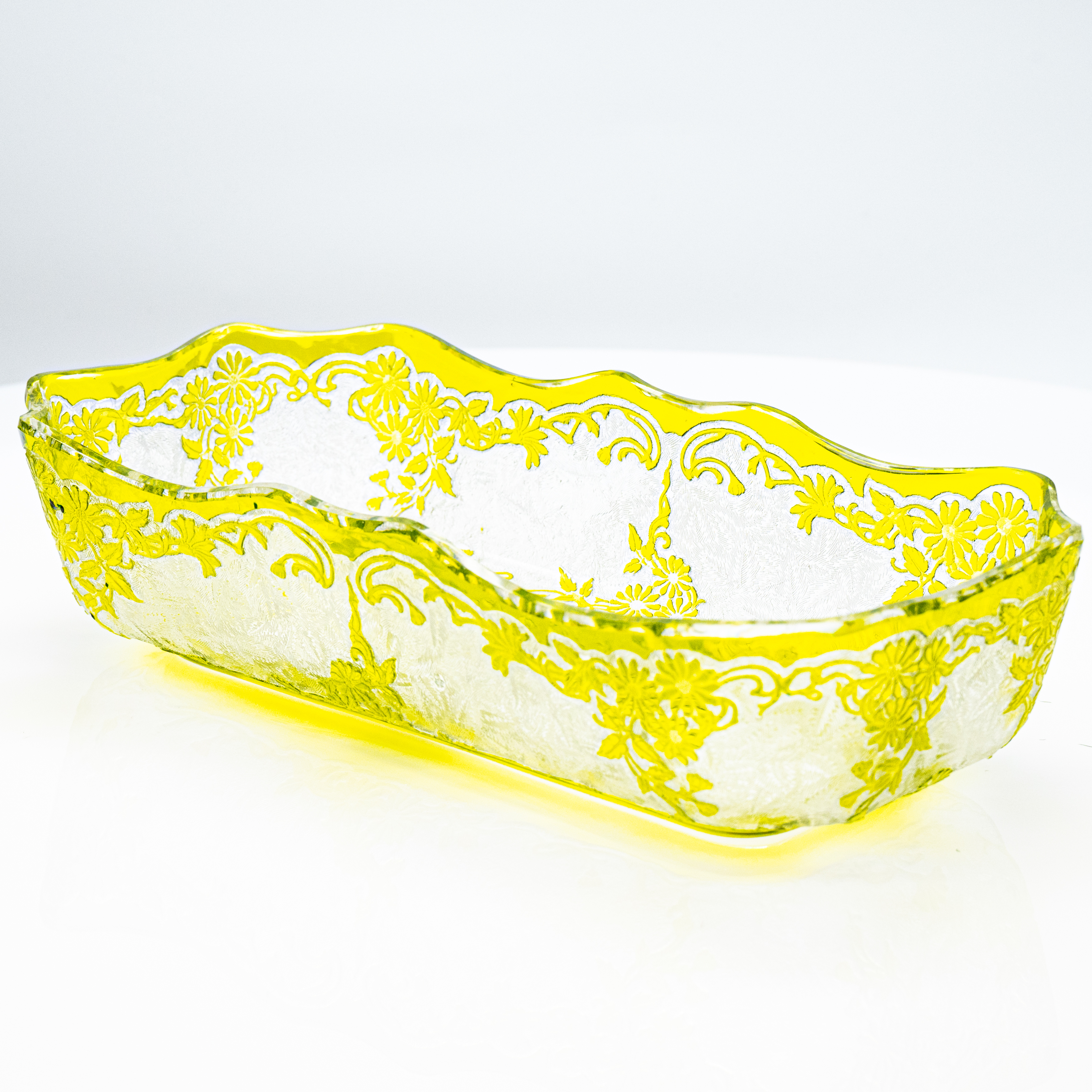 Baccarat Egelantier Pattern Limon Yellow Acid Etched Bowl, 1900, France