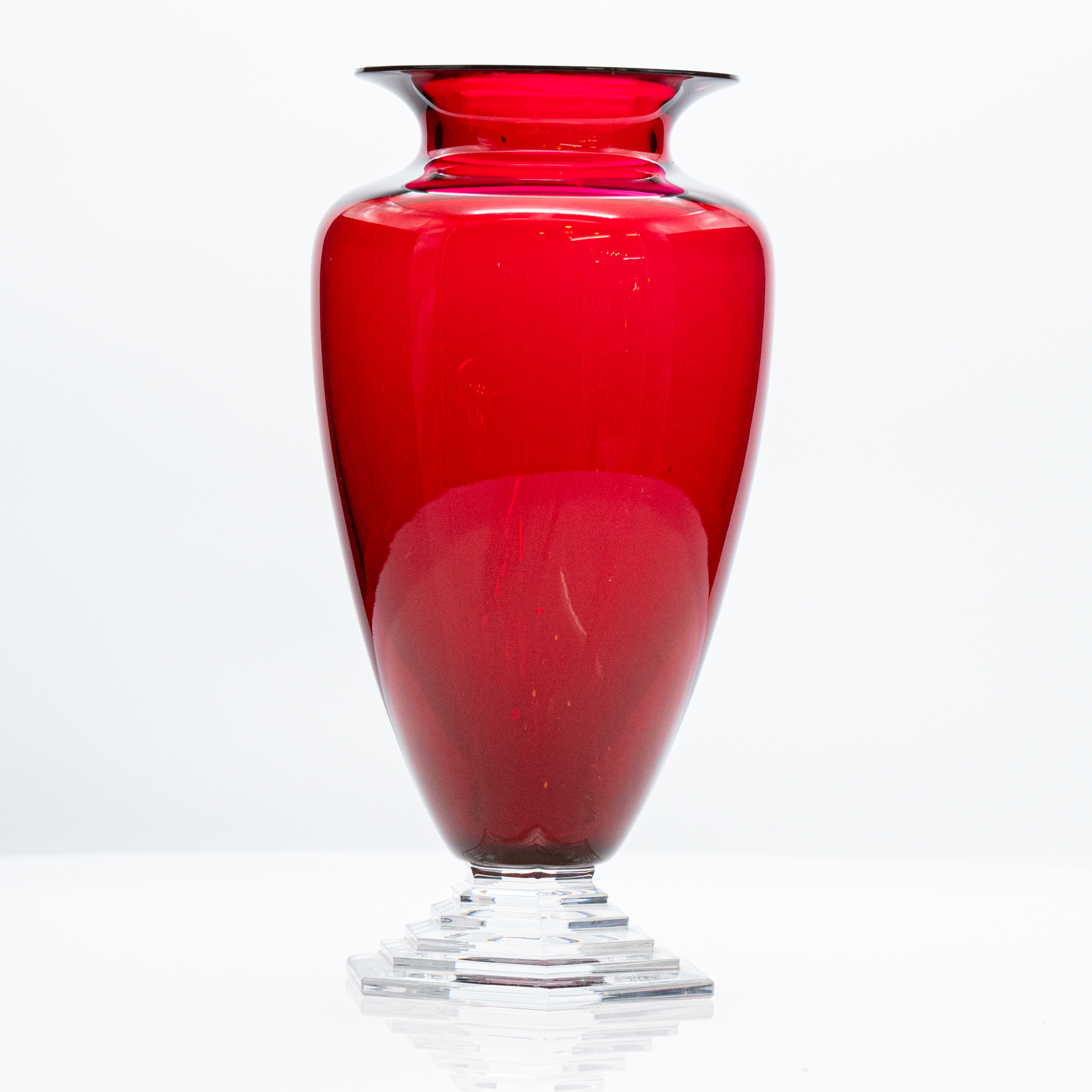 Equise Baccarat Vase, Deep Red Crystal, France