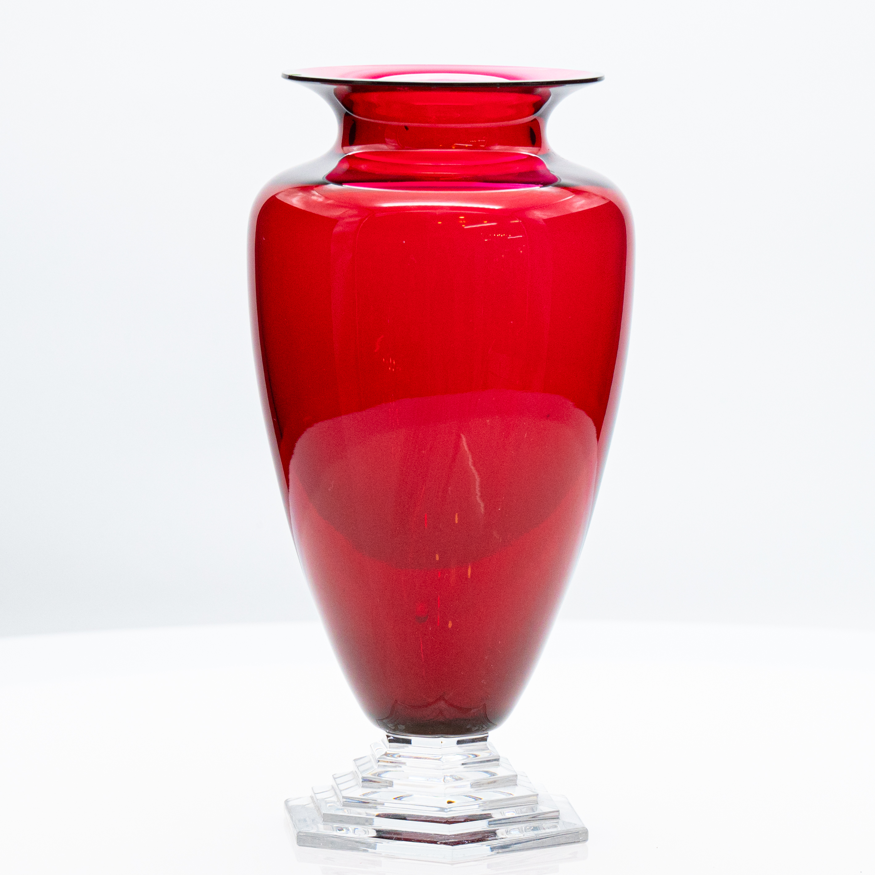 Equise Baccarat Vase, Deep Red Crystal, France