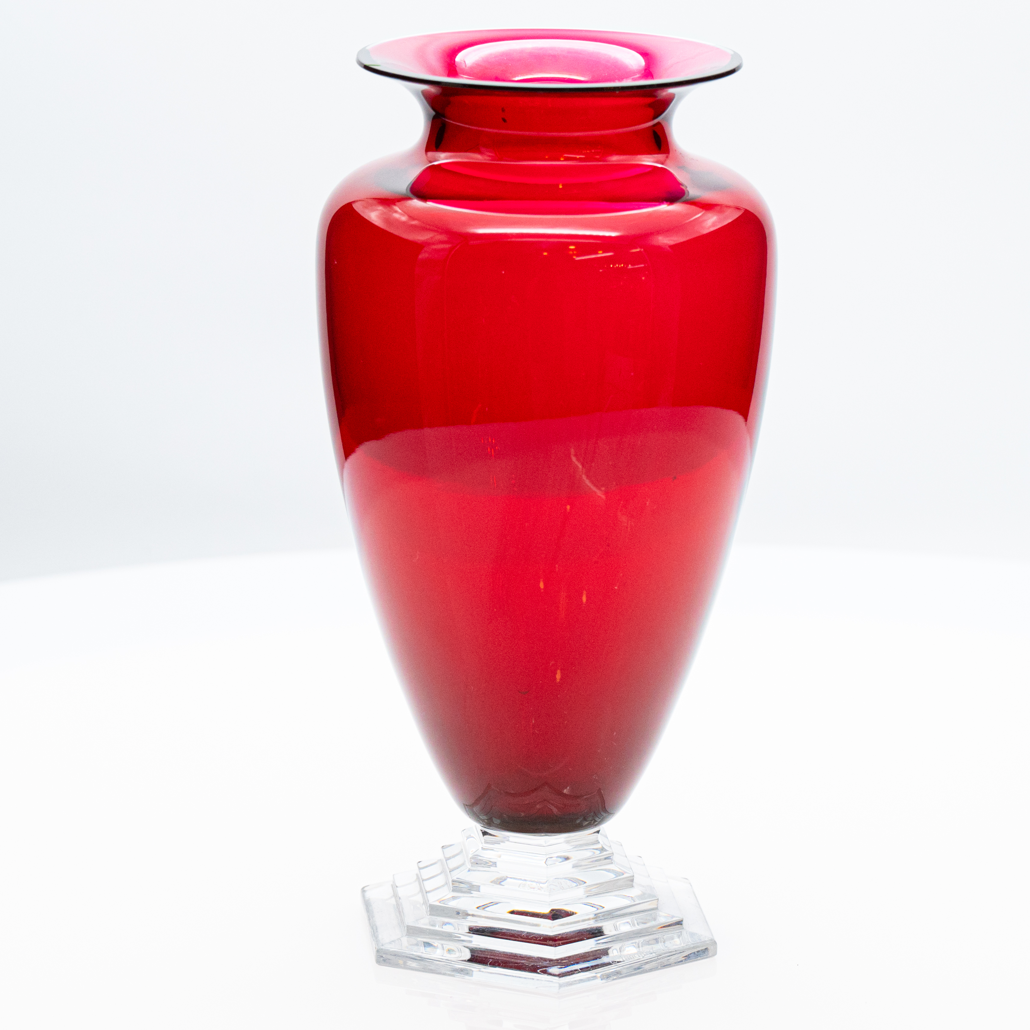 Equise Baccarat Vase, Deep Red Crystal, France