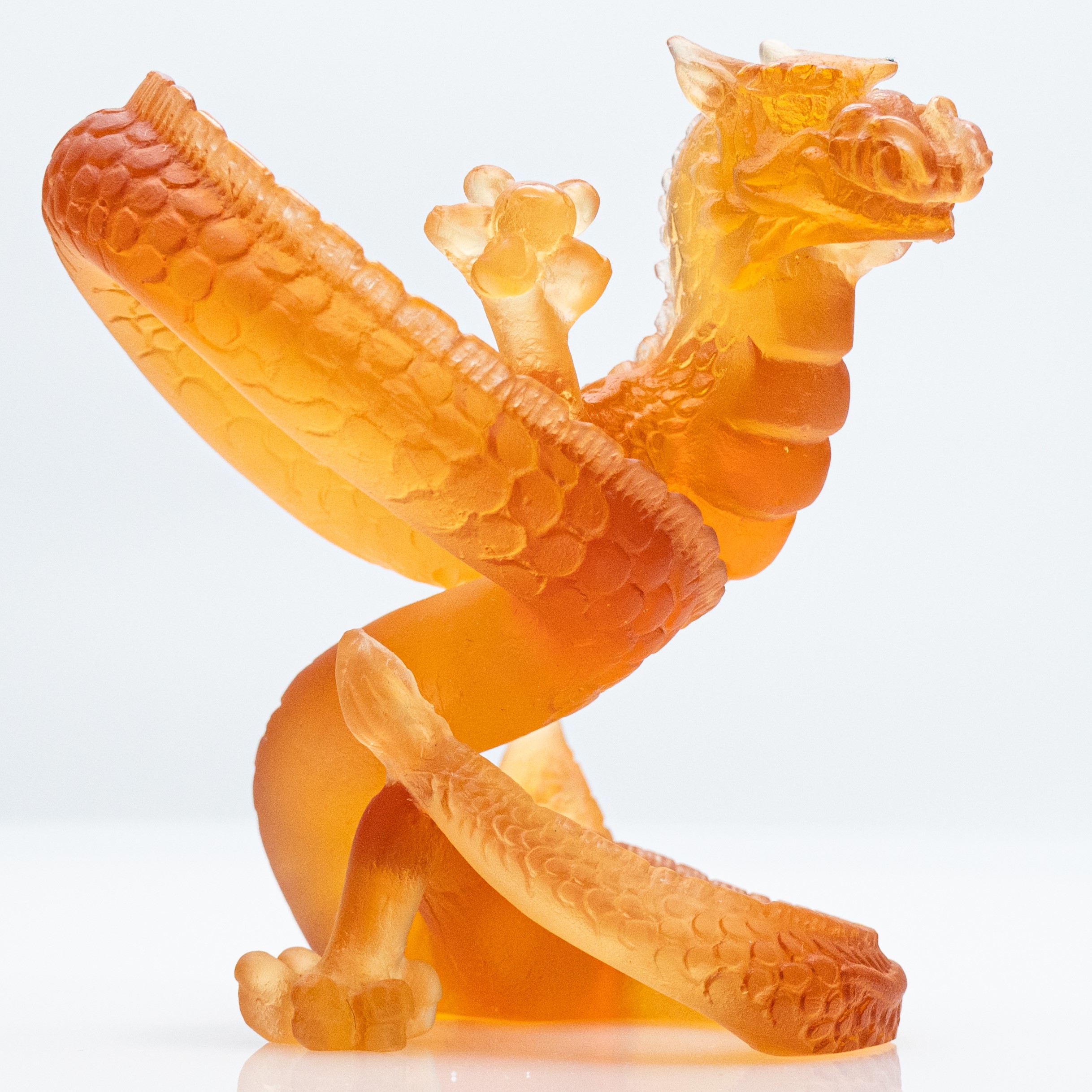 Daum Pâte de Verre Dragon, Honey Brown, France, 1990