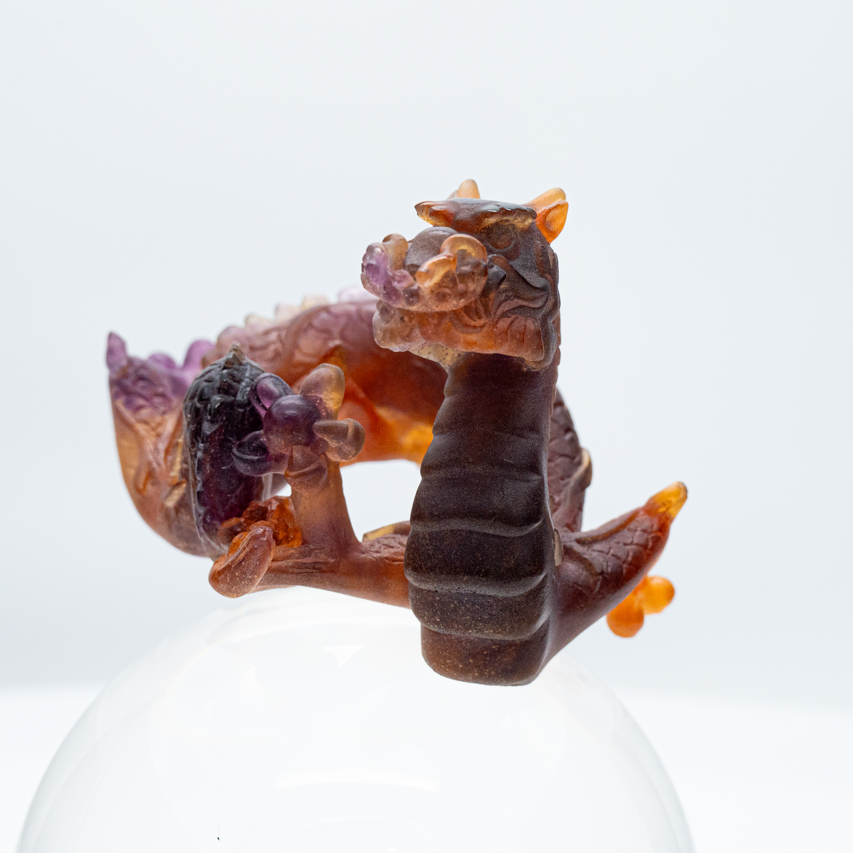 Daum, Pâte de Verre Dragon, Honey Brown, France, 1990